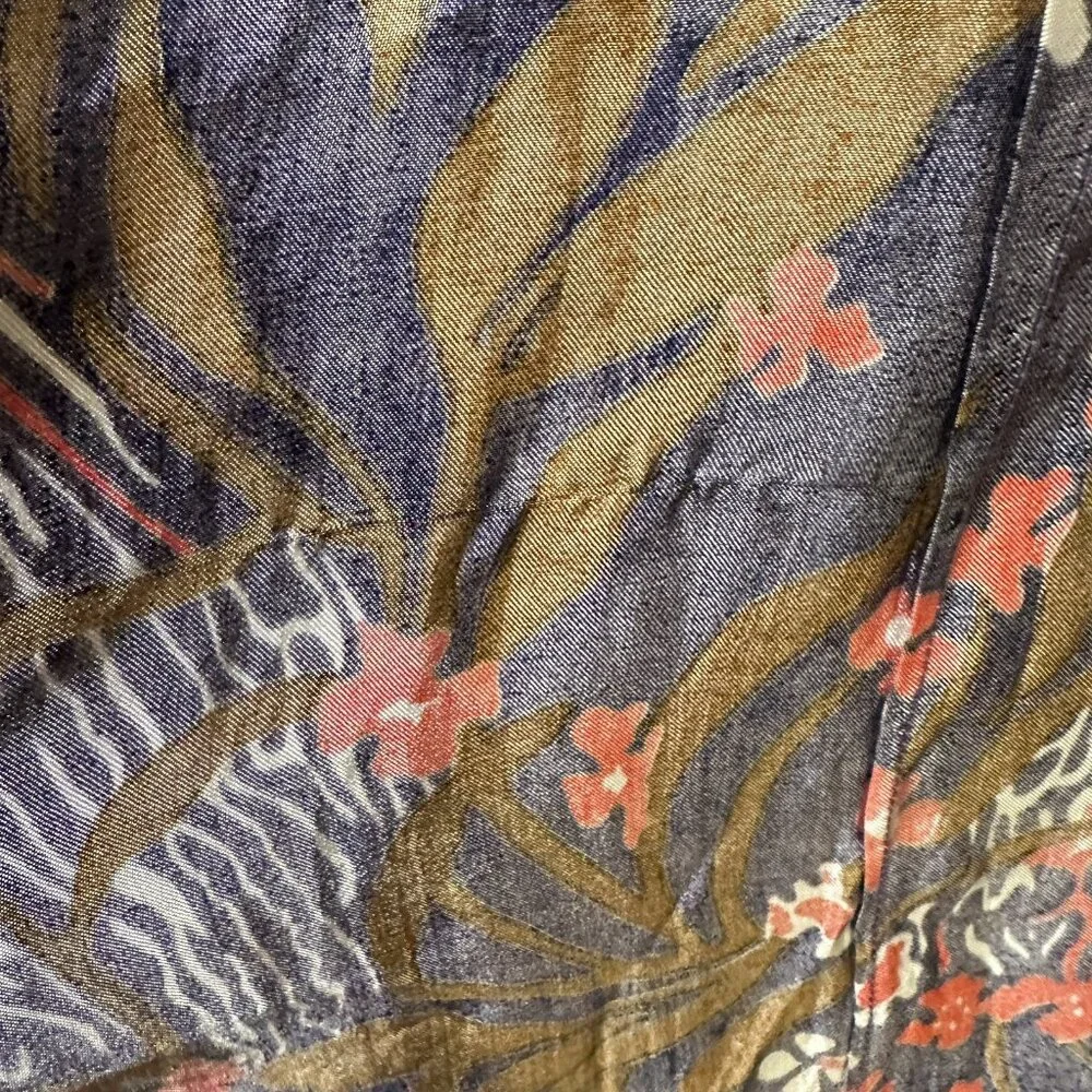 Vintage Wrap Silky Satin Robe Dressing Gown Floral Kimono Maxi Bell Sleeve 80s
